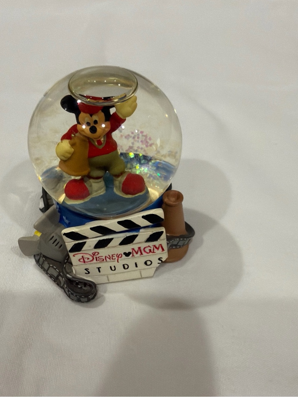Vintage Disney Mickey Mouse Snow Globe with Red, Black, Yellow, Blue Accents